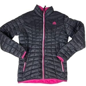 Girls Snozu Black & Pink Puffer Winter Jacket Size 14-16!